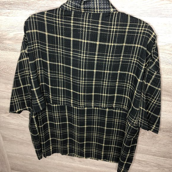 Kim Nam Woo L Layered Button Front Plaid Shirt NEW - Picture 5 of 6